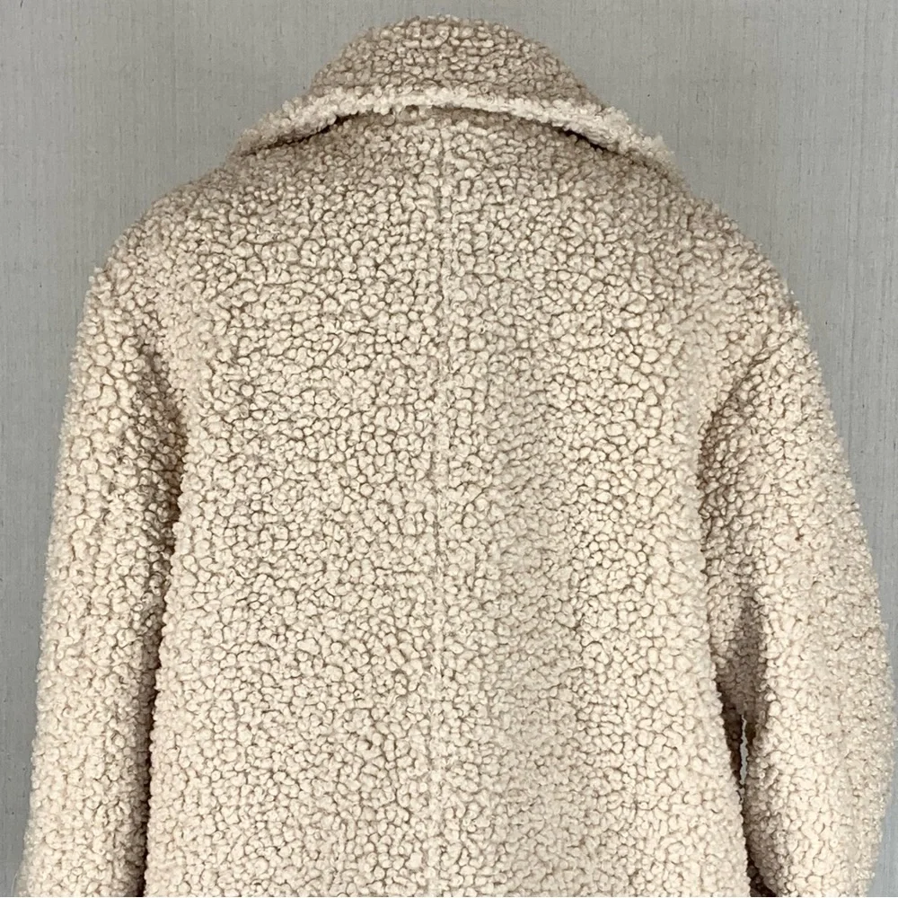 Knox Rose~Women’s Cream Sherpa/Teddy Snap Front Collared Jacket/Coat~Sz S - Picture 8 of 14